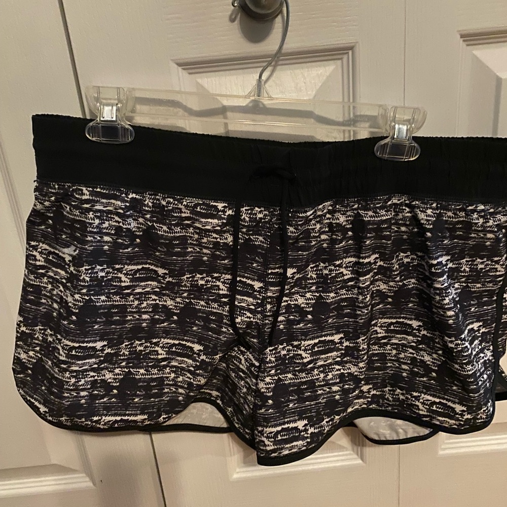 Lands' End Black and White Striped Bathing Shorts